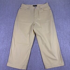 Lauren Jeans Co‎ Cropped Pants Women 8P Yellow Denim High Rise Straight Leg